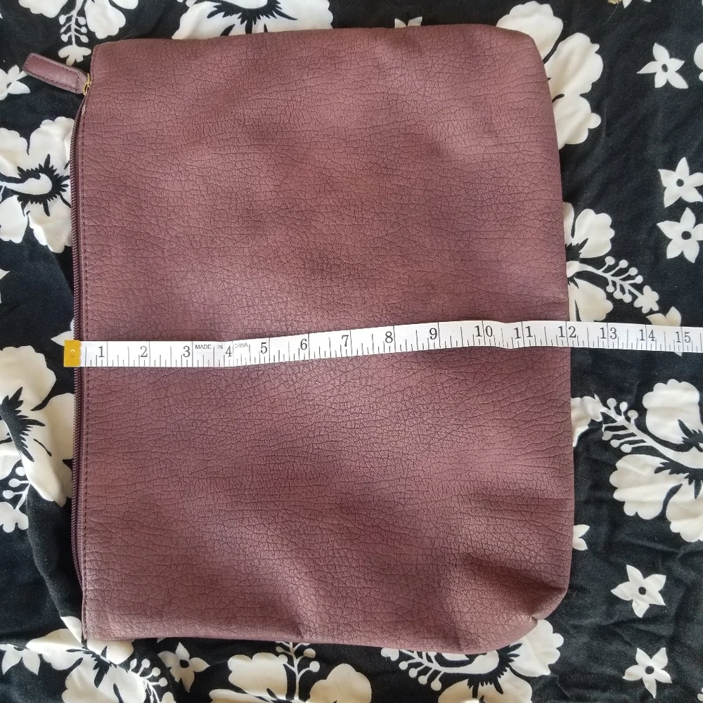 Free People Pebbled Vegan Leather Large Pouch Plum Colored